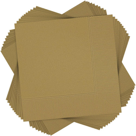 Amscan International Lunch Napkins 2 Ply, Gold Pack of 50