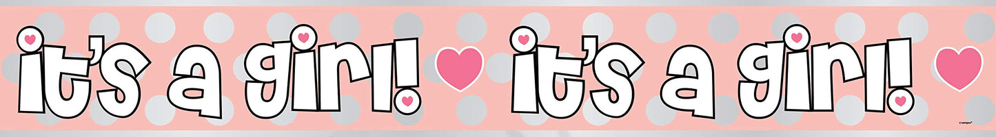 Unique Girl Baby Shower Foil Banner Pink