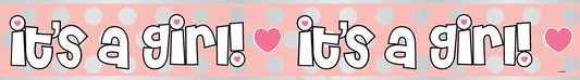 Unique Girl Baby Shower Foil Banner Pink