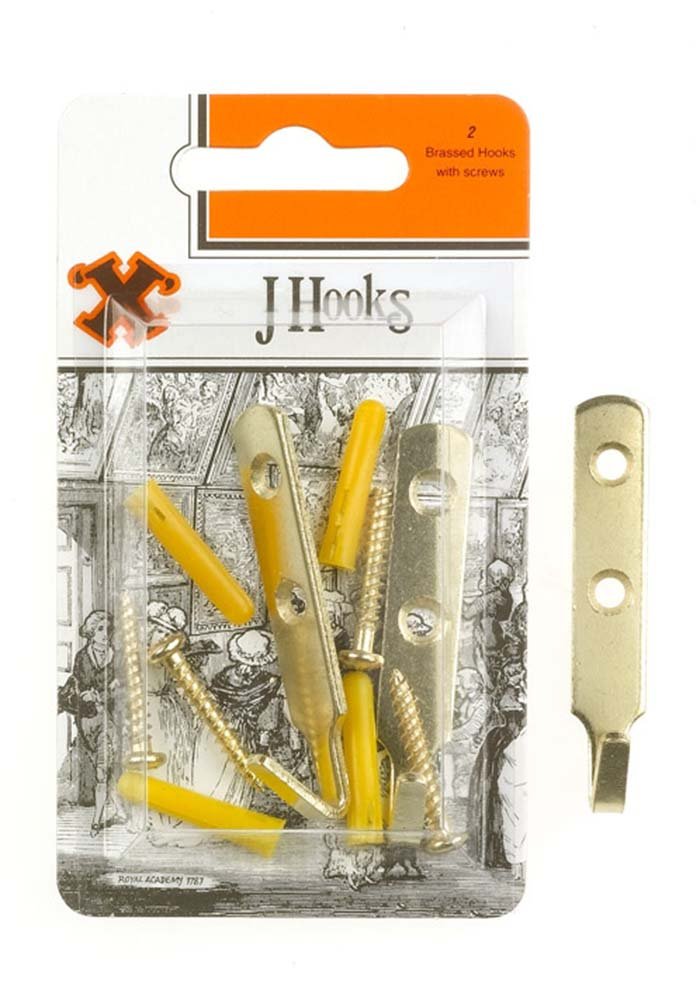 X Brass J Hooks 2 Pack Blister - 12864