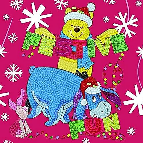 CRYSTAL ART CCK-DNY808: Festive Winnie The Pooh, 18x18cm Card