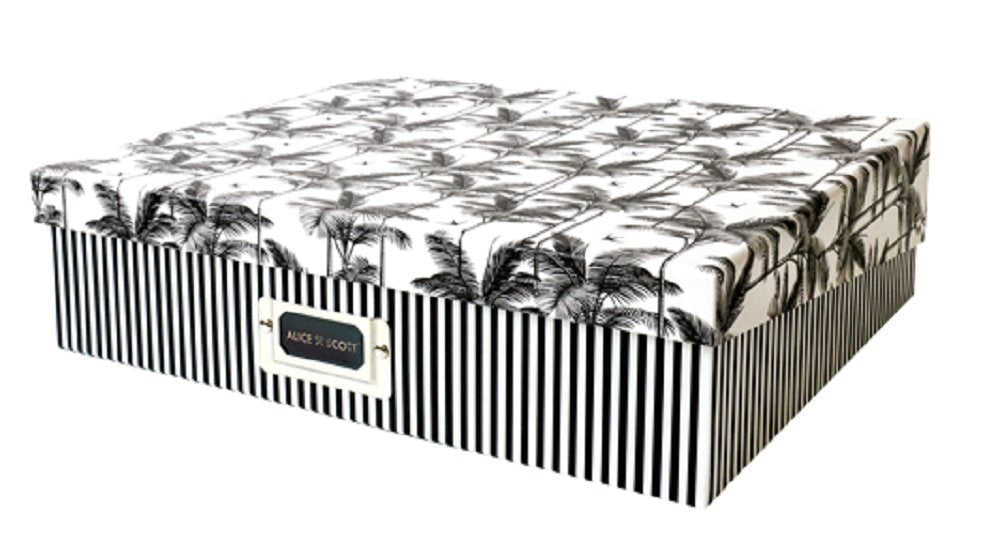 Portico Designs Tropical Palm Trees Black & White A4 Document Storage Box