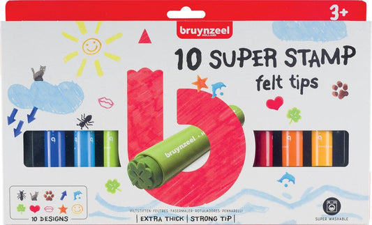 Bruynzeel Super Stamp Felt Tip Colour Pens 10-Piece Set