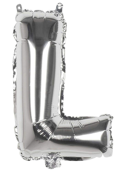 Mylar balloon letter 'L' (36cm), silver