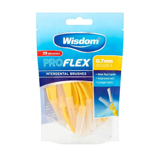 Wisdom Pro Flex Interdental Brushes 0.70mm Yellow 25 Pack