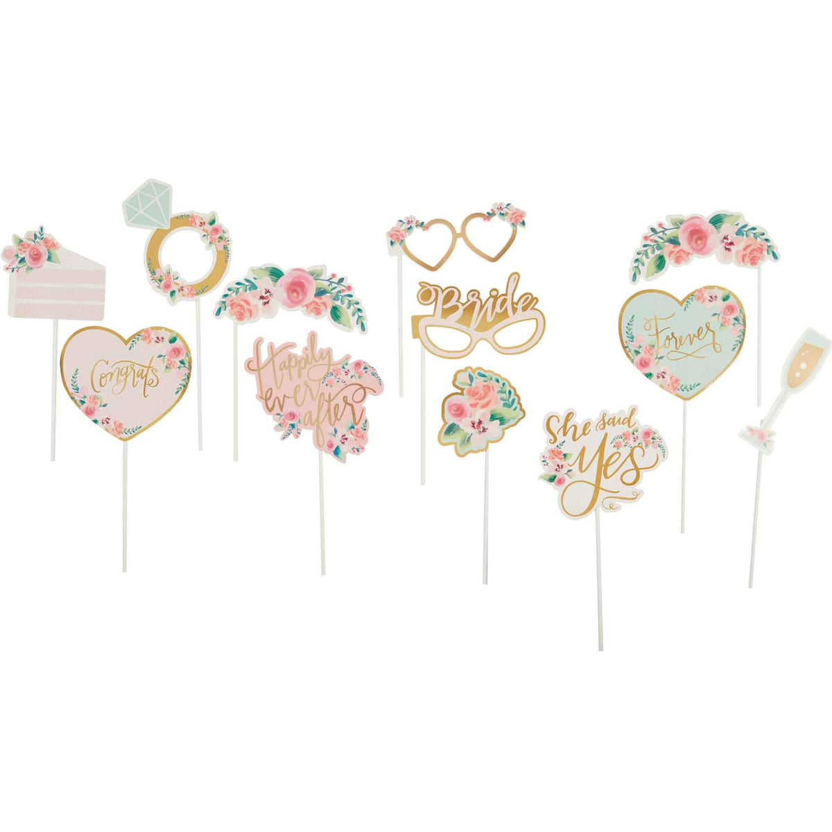 Adult Ladies 13 Piece Mint To Be Photo Booth Props