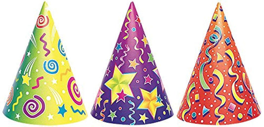Unique 9043C Multicolor Confetti Cone Party Hats 6 Pcs, Paper
