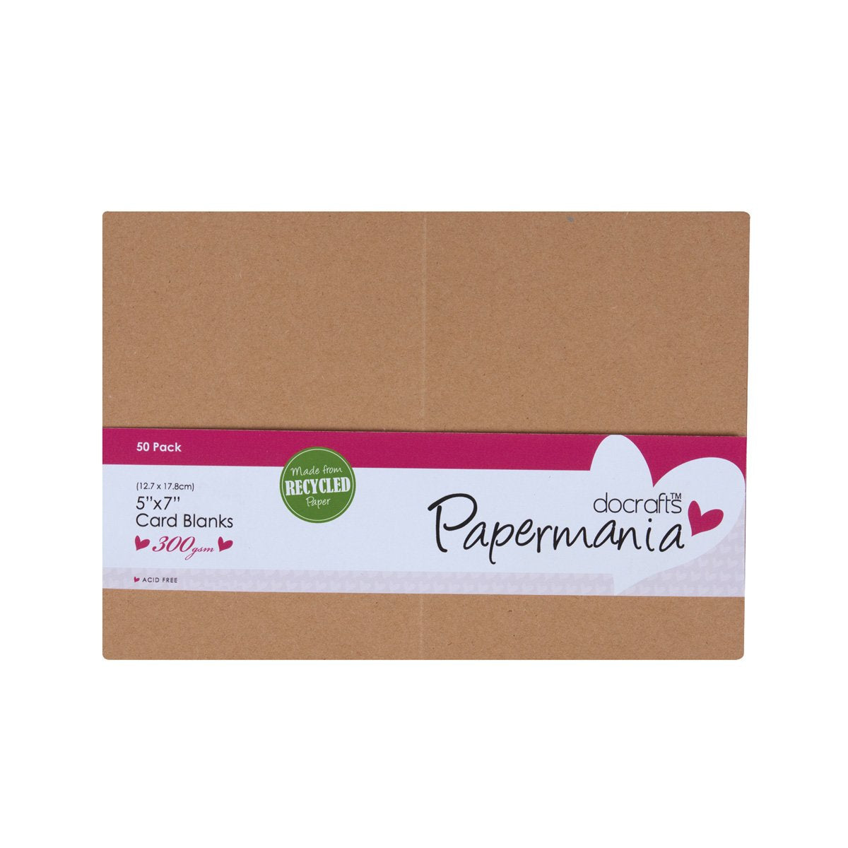 Papermania 5 x 7-inch Recycled Kraft Blank Card and Envelope, Pack of 50