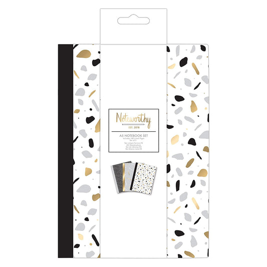 docrafts A5 Noteworthy Metallic Mono Notebook Set (Pack of 3)