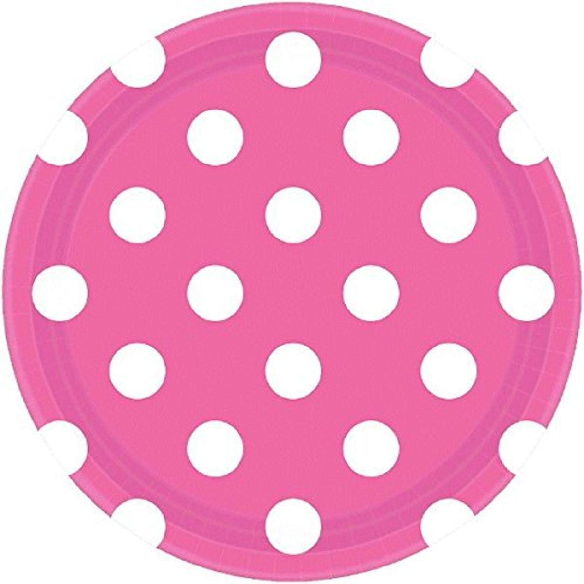 Amscan Bright Pink Dots Paper Plates 18cm /8