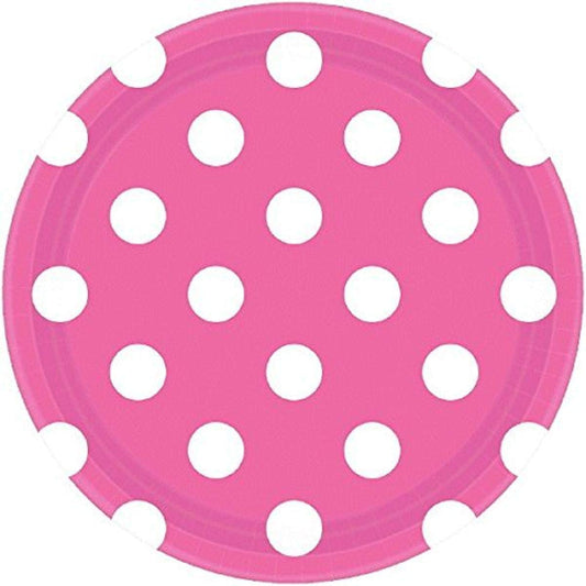 Amscan Bright Pink Dots Paper Plates 18cm /8