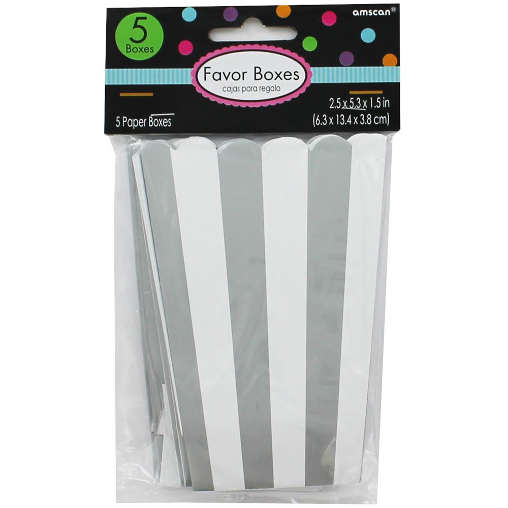 Candy Buffet Popcorn Treat Boxes Silver /5