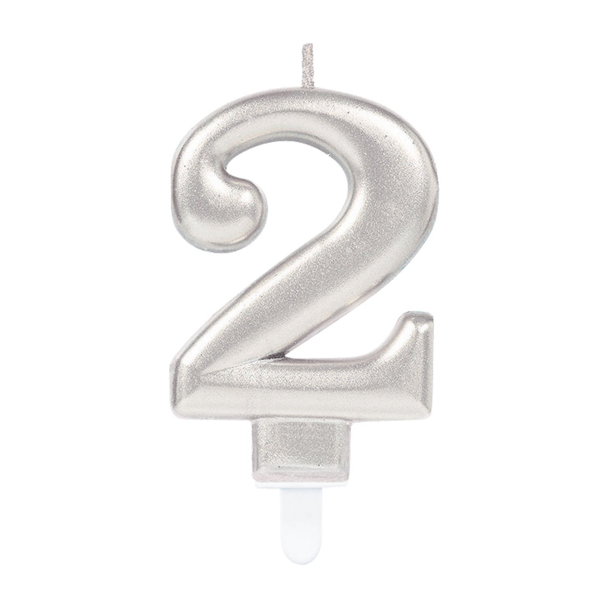 Adult Metallic Silver Candle Number 2