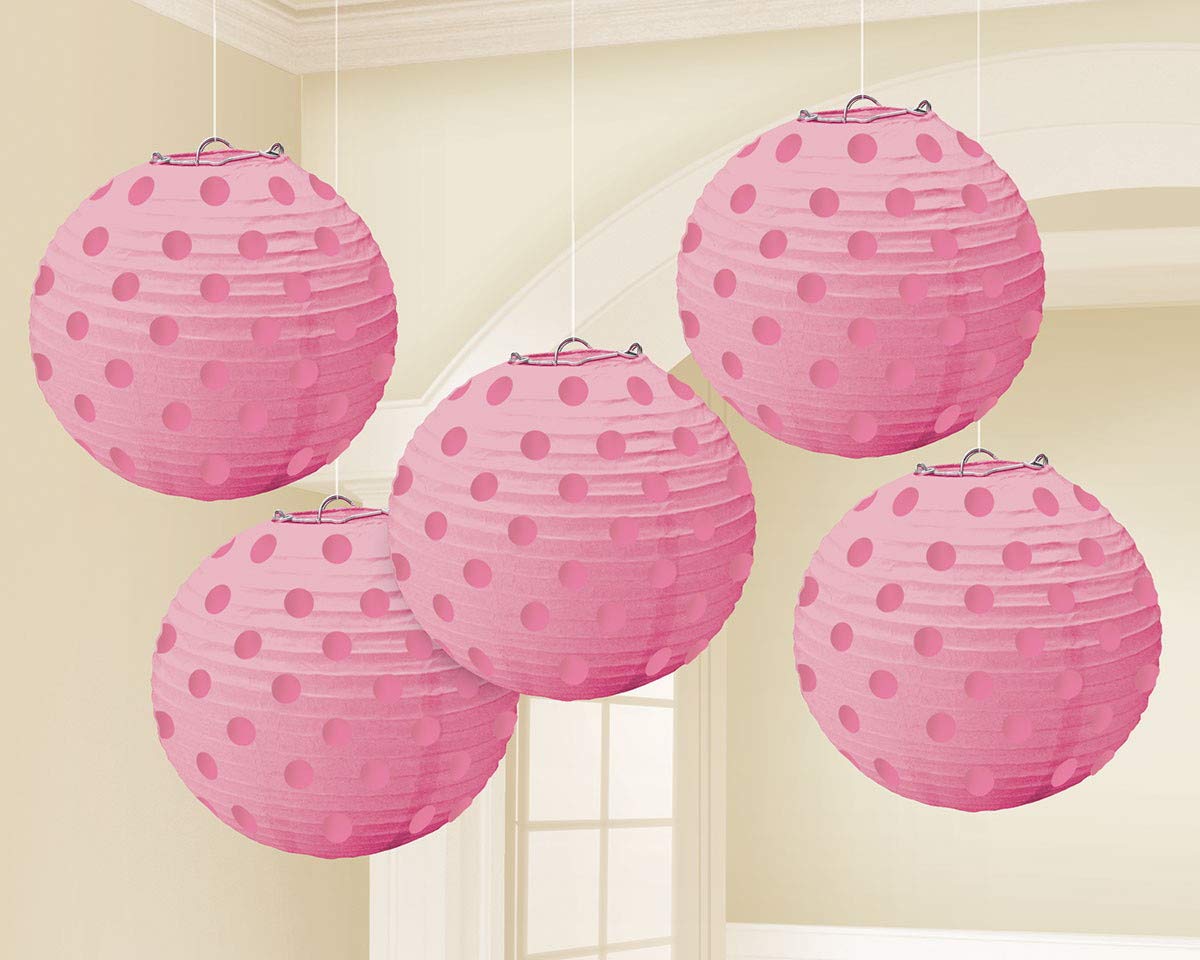 New Pink Hot Stamped Paper Lanterns 12cm /5