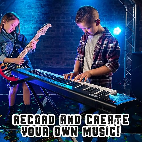 Toyrific Academy of Music Keyboard, 61 Key Digital Display Electric Piano, Music Keyboard Instrument for Beginners and Learners, With Music Stand