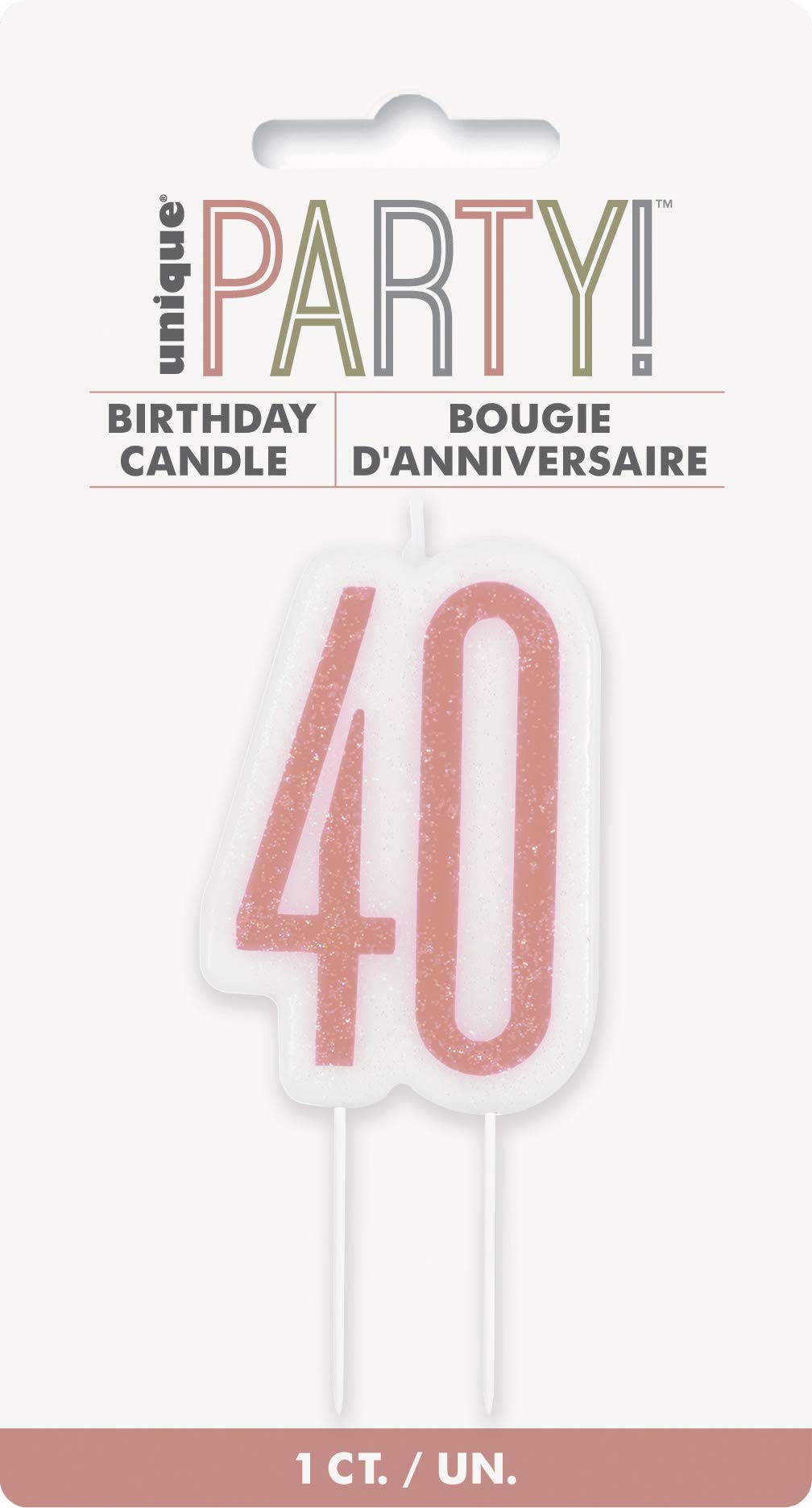 Unique Party Number Birthday Candle | Rosegold | 1 Pc, Rose Gold, Age 40