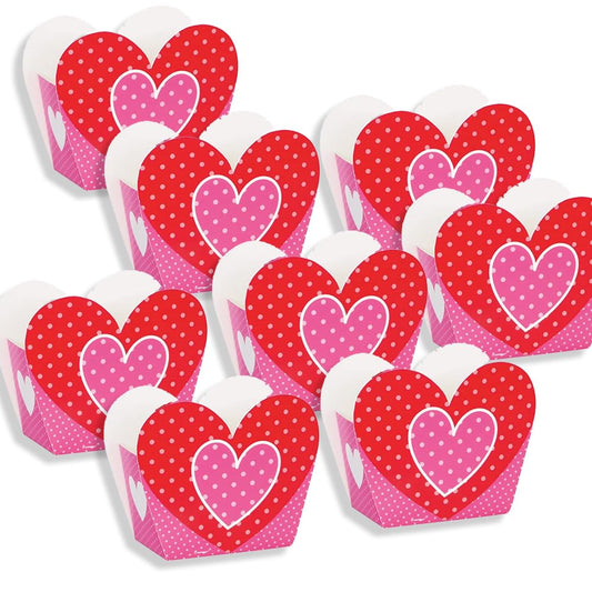 Unique Party - Polka Dot Heart Valentines Favour Boxes, Pack of 8