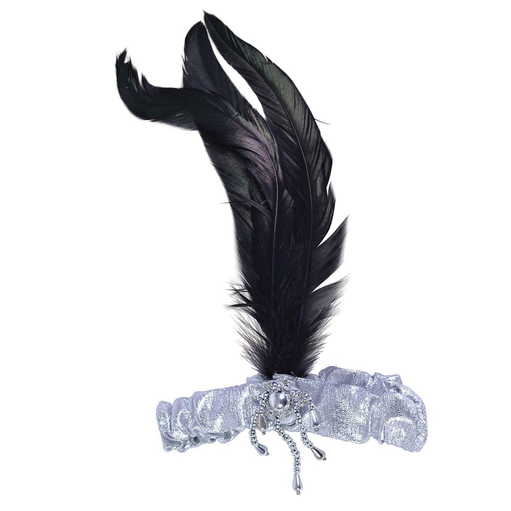Bristol Novelty BA2816 Headband Feathers | 1pc, Womens, Black/Silver, One Size