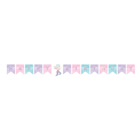 Mermaid Theme "Happy Birthday" Banner with Twine - 1 Pc