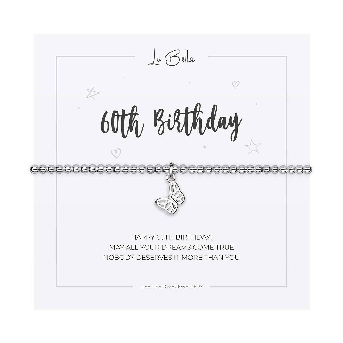 Lu Bella 60th Birthday Bracelet - Jewellery - Celebration Butterfly Charm