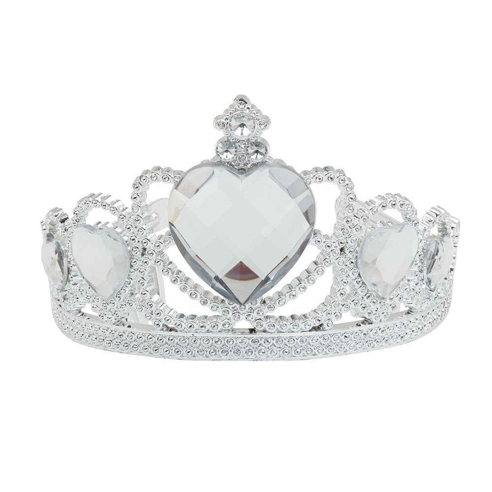 Bristol Novelty BA880 Silver Plastic Tiara with Clear Stone, Girls, One Size