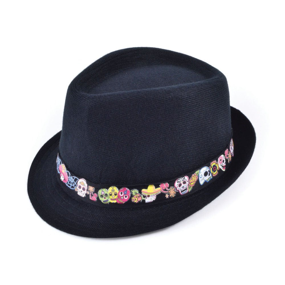 Forum Novelties X74677 Day of the Dead Fedora Adult Costumer, Multi-Colour, One Size