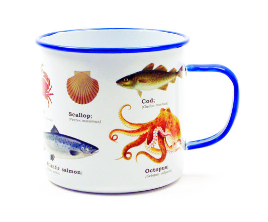 Gift Republic Sea Life Mug, Enamel, Multi-Colour