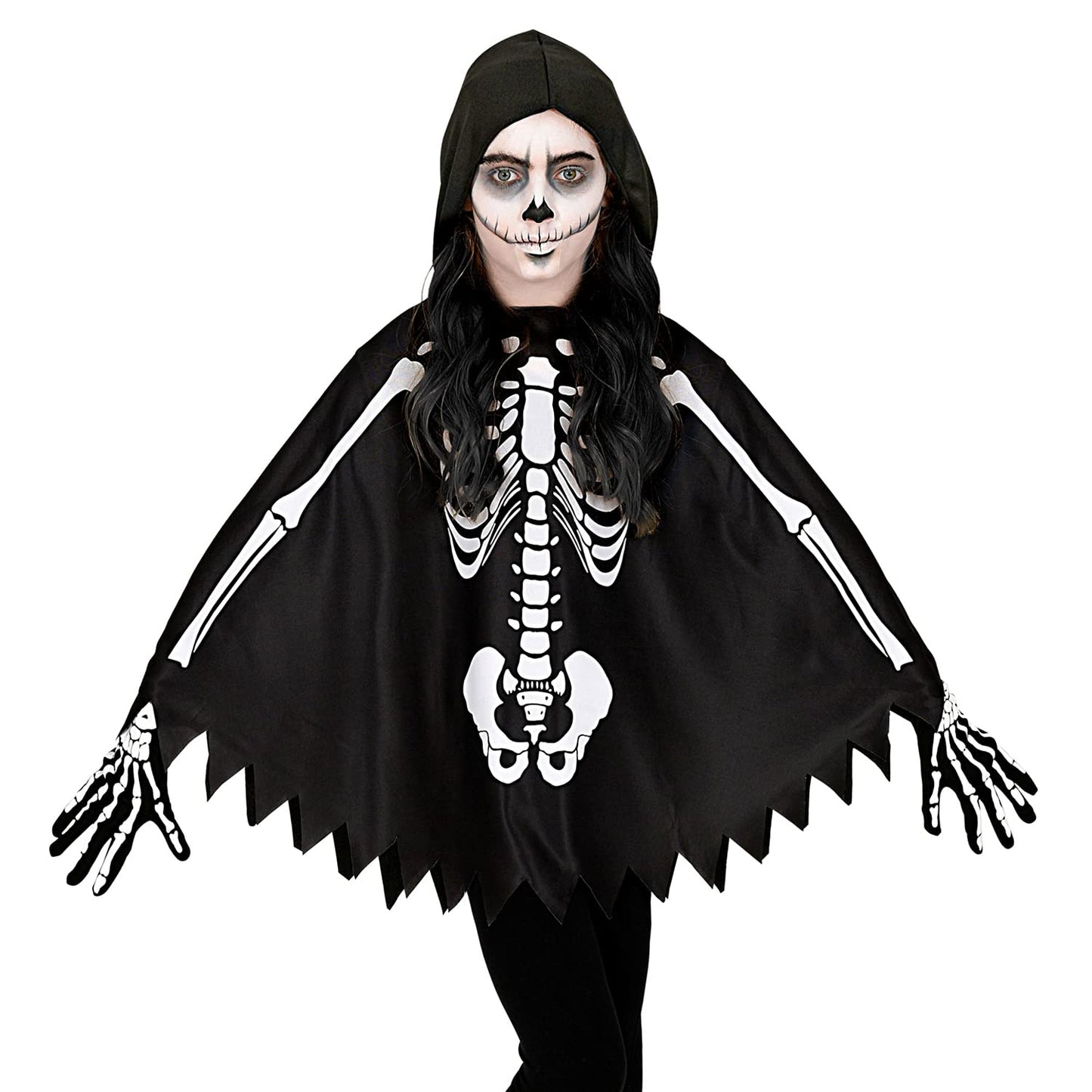 "SKELETON" (hooded poncho) - (One Size Fits Most Children)