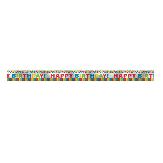 Primary Rainbow Happy Birthday Foil Banner 7.6m