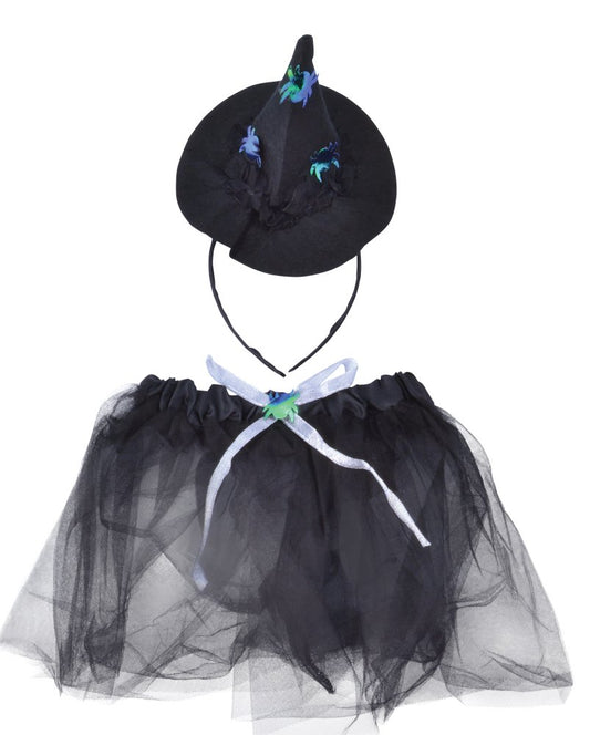 Bristol Novelty Witch TuTu. Black/Silver + Headband Costume set, One Size