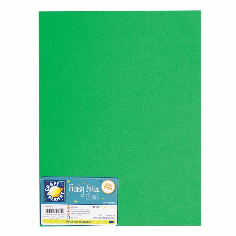 Craft Planet 9inch x 12inch Funky Foam - Green (Single Sheet)