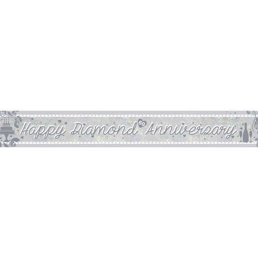 Amscan Diamond Anniversary Holographic Foil Banners 2.7m
