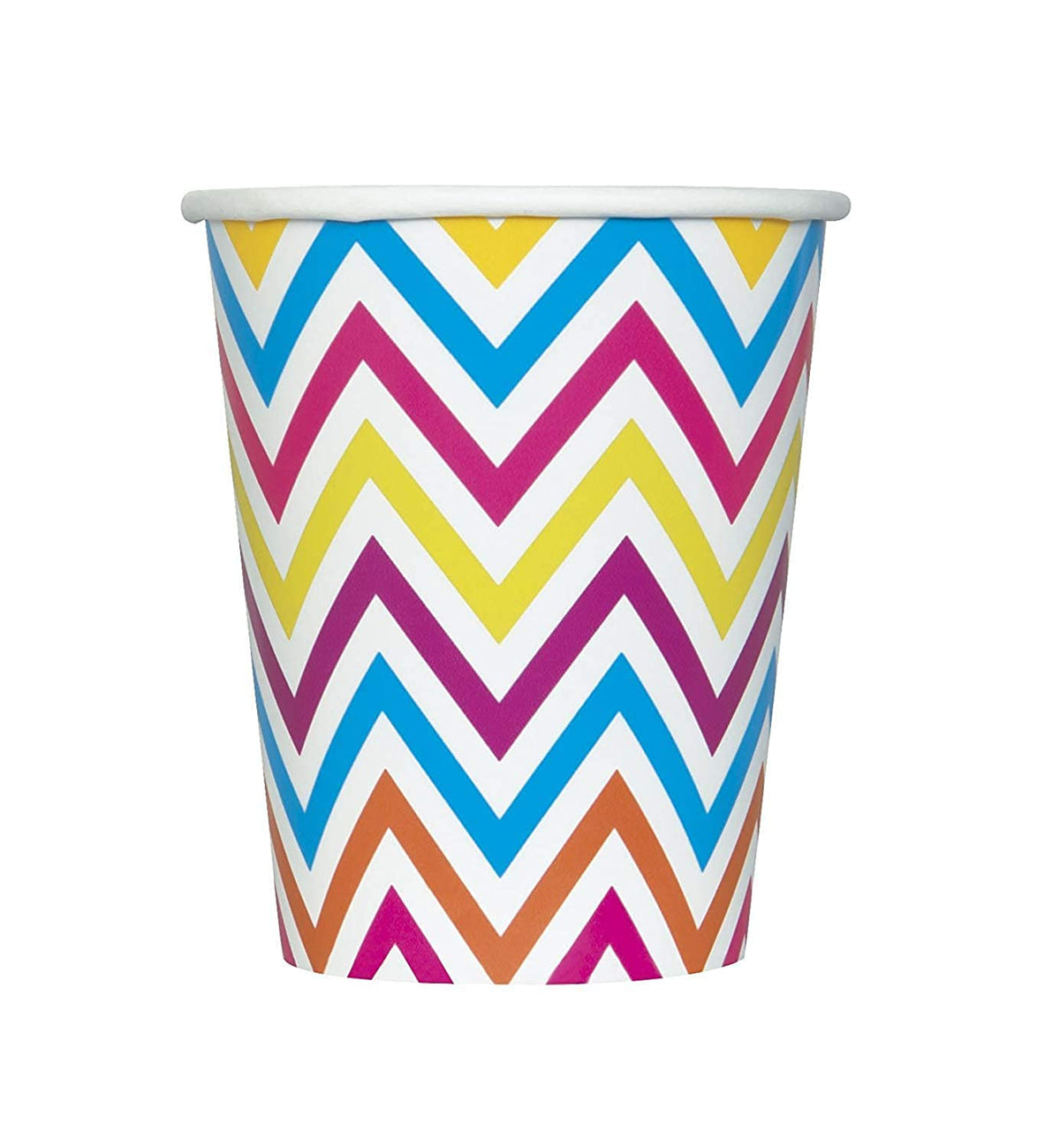 Unique Party - 9oz Rainbow Chevron Paper Cups, Pack of 8