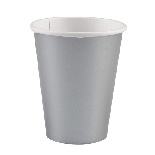Plain Coloured Paper Cups (pack of 8) - Silver