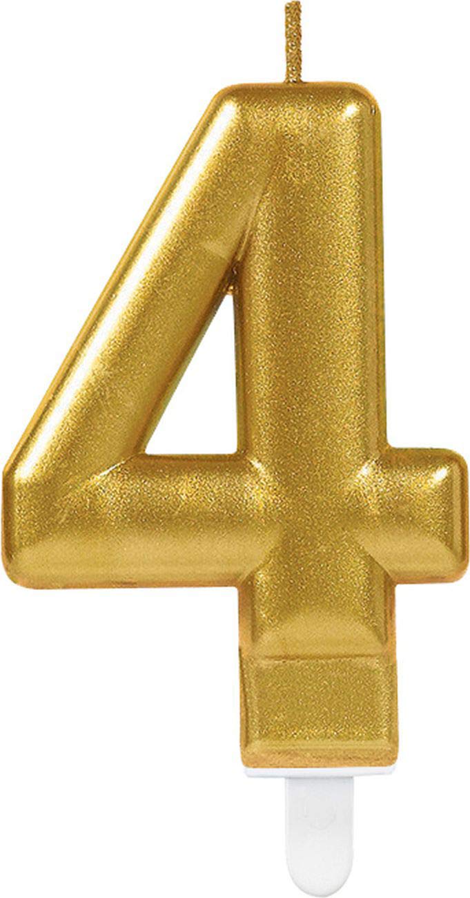 Adult Metallic Gold Candle Number 4