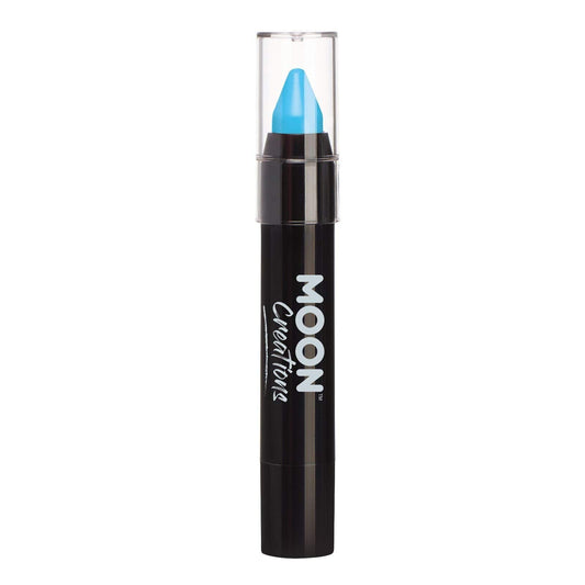 Moon Creations Face Paint Stick Body Crayons | Light Blue | 3.2g | Sweat Proof & Water-Resistant Face Paint | Cruelty Free, Made in UK | For Kids, Adults, Fancy Dress, Festivals, Halloween