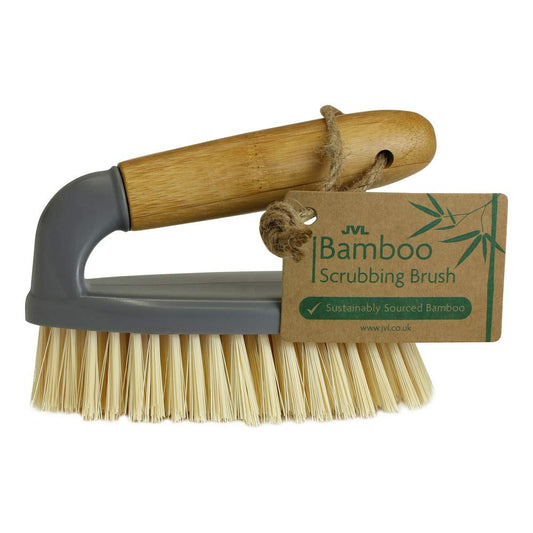 JVL Bamboo All Purpose Scrubbing Brush with Handle