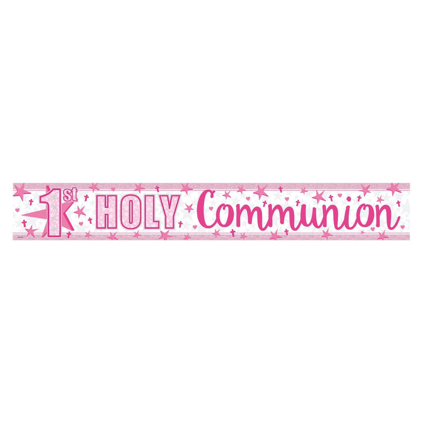 First Holy Communion Holographic Pink Banner 2.7m