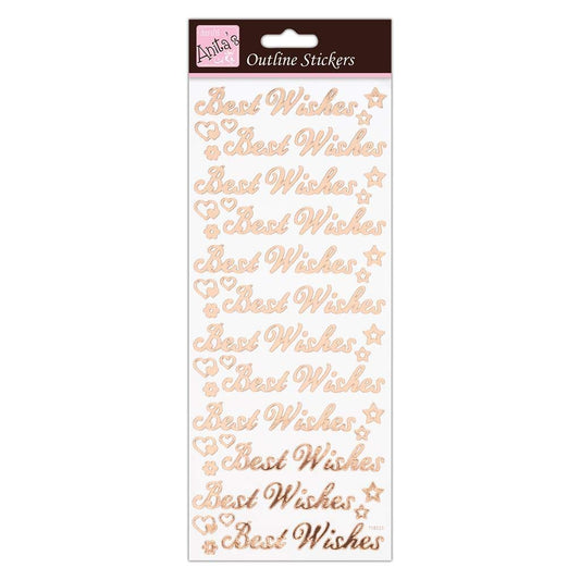 Anitas Scrapbooking Stickers, Rose Gold On White, Standard Size