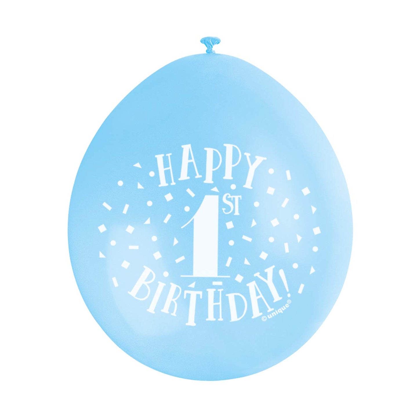 Unique Party - 9" Latex Assorted Blue Happy 1st Birthday Balloons, Pack of 10