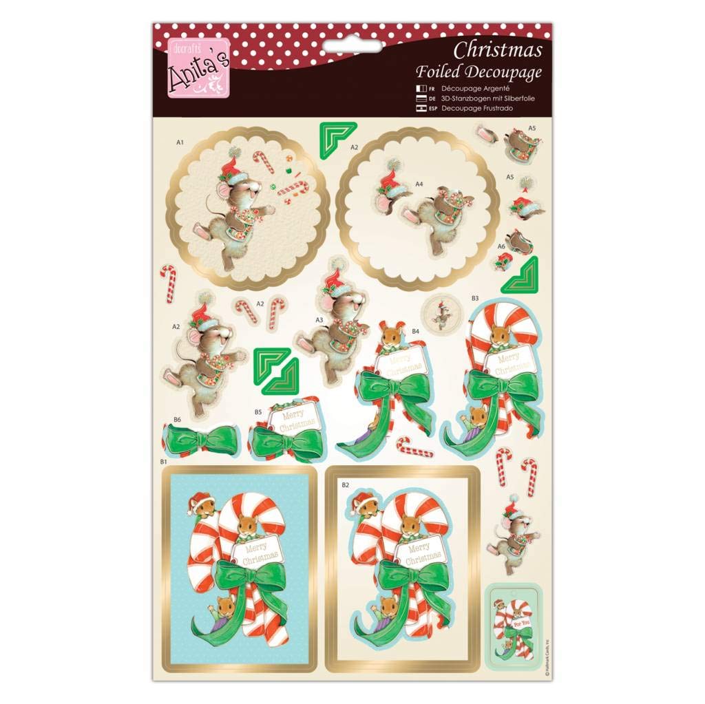 Anita's Foiled Decoupage Candy Cane Critters, Multicolour, One Size