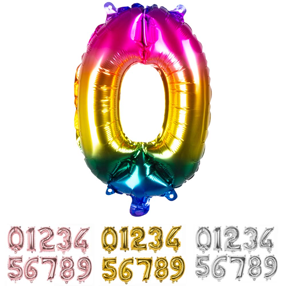 Boland Balloon Number '0', Adult, Rainbow, 36 Cm