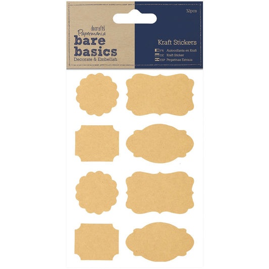 Papermania 32-Piece Bare Basics Kraft Parenthesis Stickers, Brown