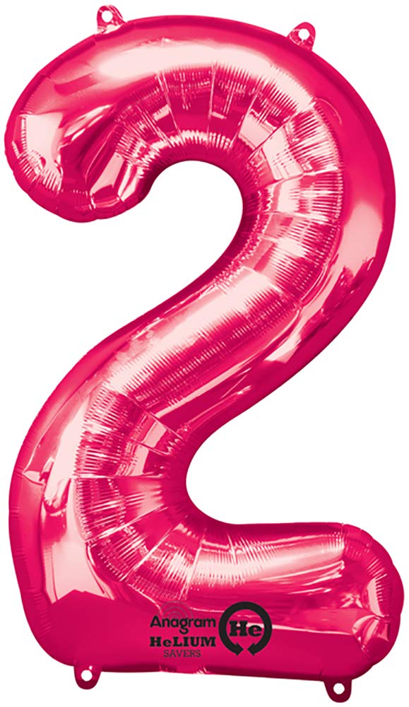 Number 2 Pink SuperShape Foil Balloons 21"/53cm w x 35"/88cm h -