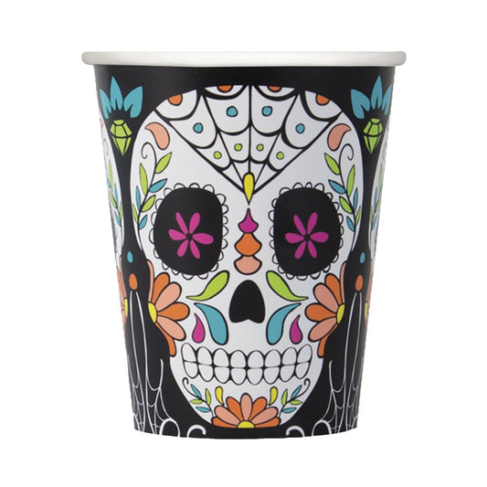 Unique Party - 9oz Skull Day of the Dead Halloween Cups, Pack of 8