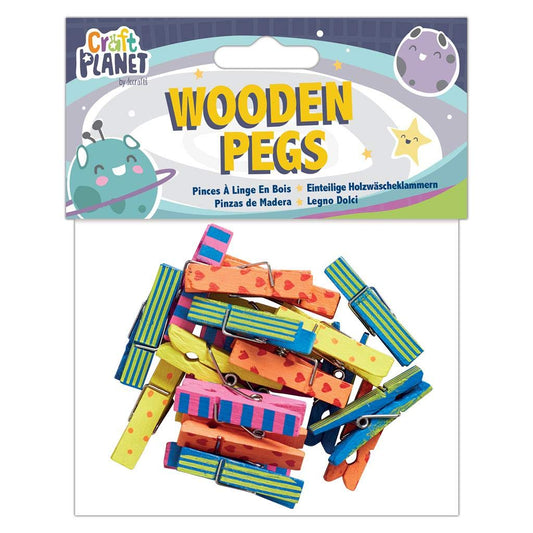 Craft Planet Wooden Pegs, Multi-Colour, One Size