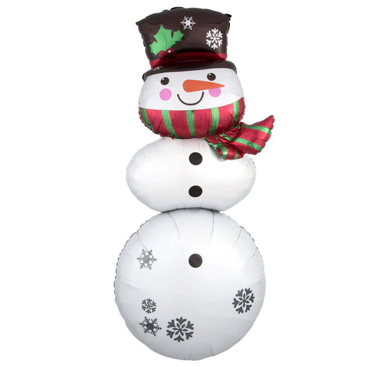 Snowman Stacker Foil Multi Balloons 25"/63cm x 61"/154cm