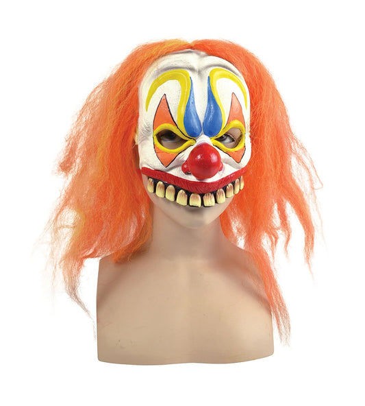 BM434 Clown half mask + orange hair fancy dress adult