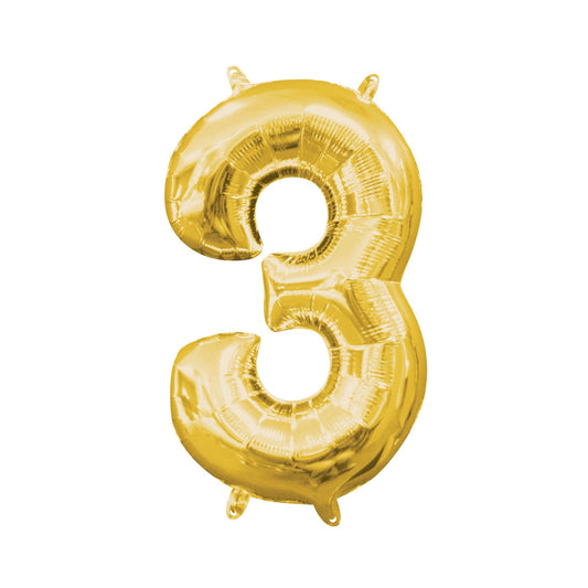 Number 2 Gold Minishape Foil Balloons 16"/"40cm