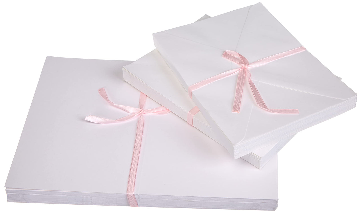 Papermania 5 x 7-inch Blank Card and Envelope, Pack of 50, White